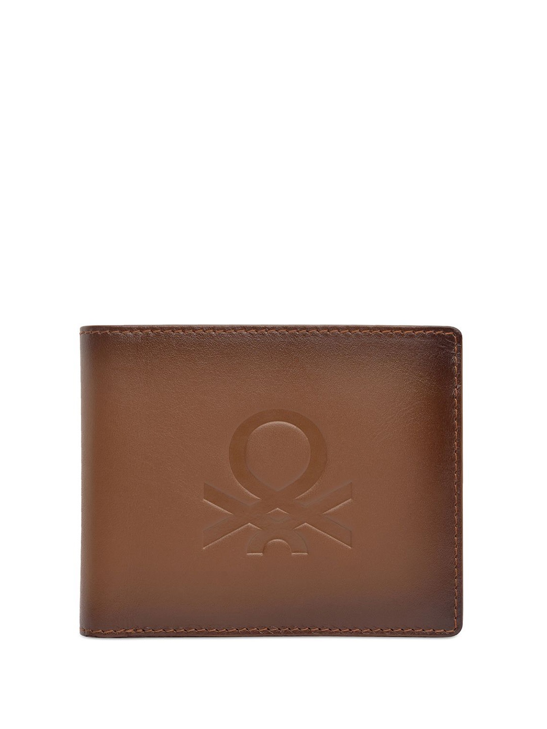 

United Colors of Benetton Men Textured Leather Two Fold Wallet, Tan