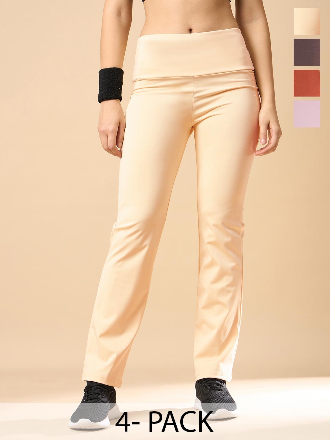 

COLOR CAPITAL Pack Of 4 Antimicrobial Ankle Length Tights, Cream