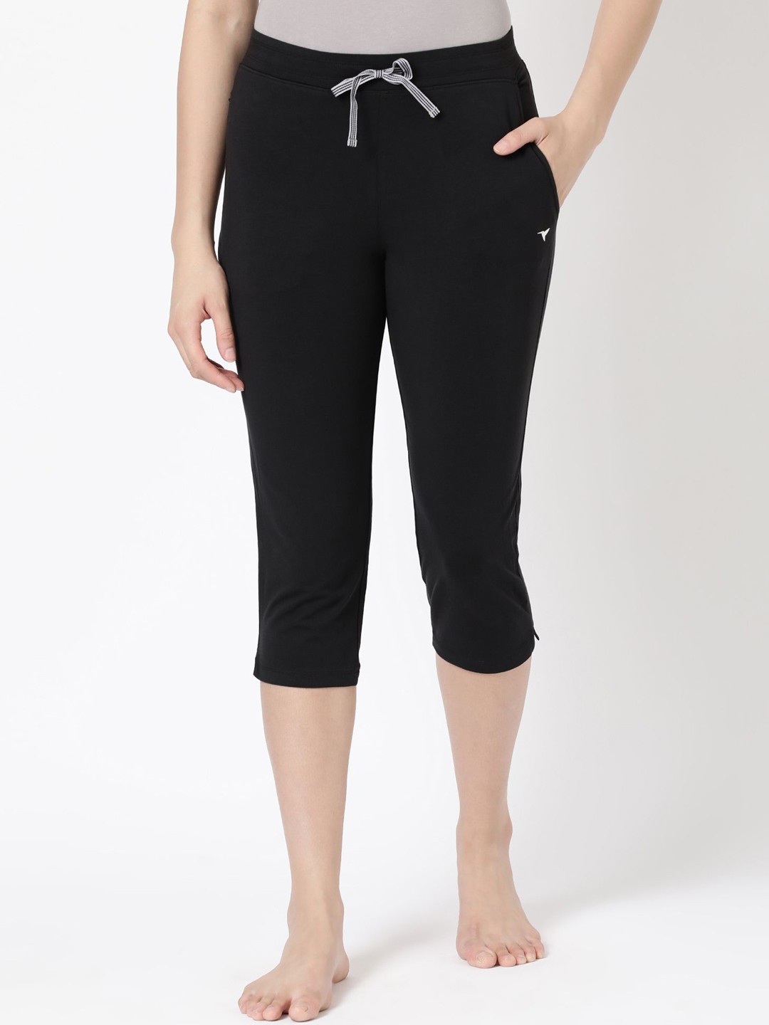 

BLOSSOM Women Stretchable Capri Lounge Pants, Black