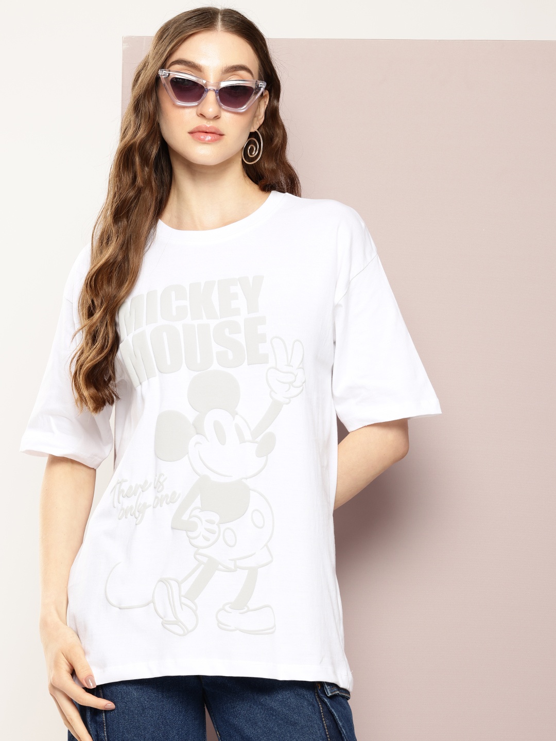 

Kook N Keech Disney Mickey Mouse Printed Pure Cotton Oversized T-shirt, White