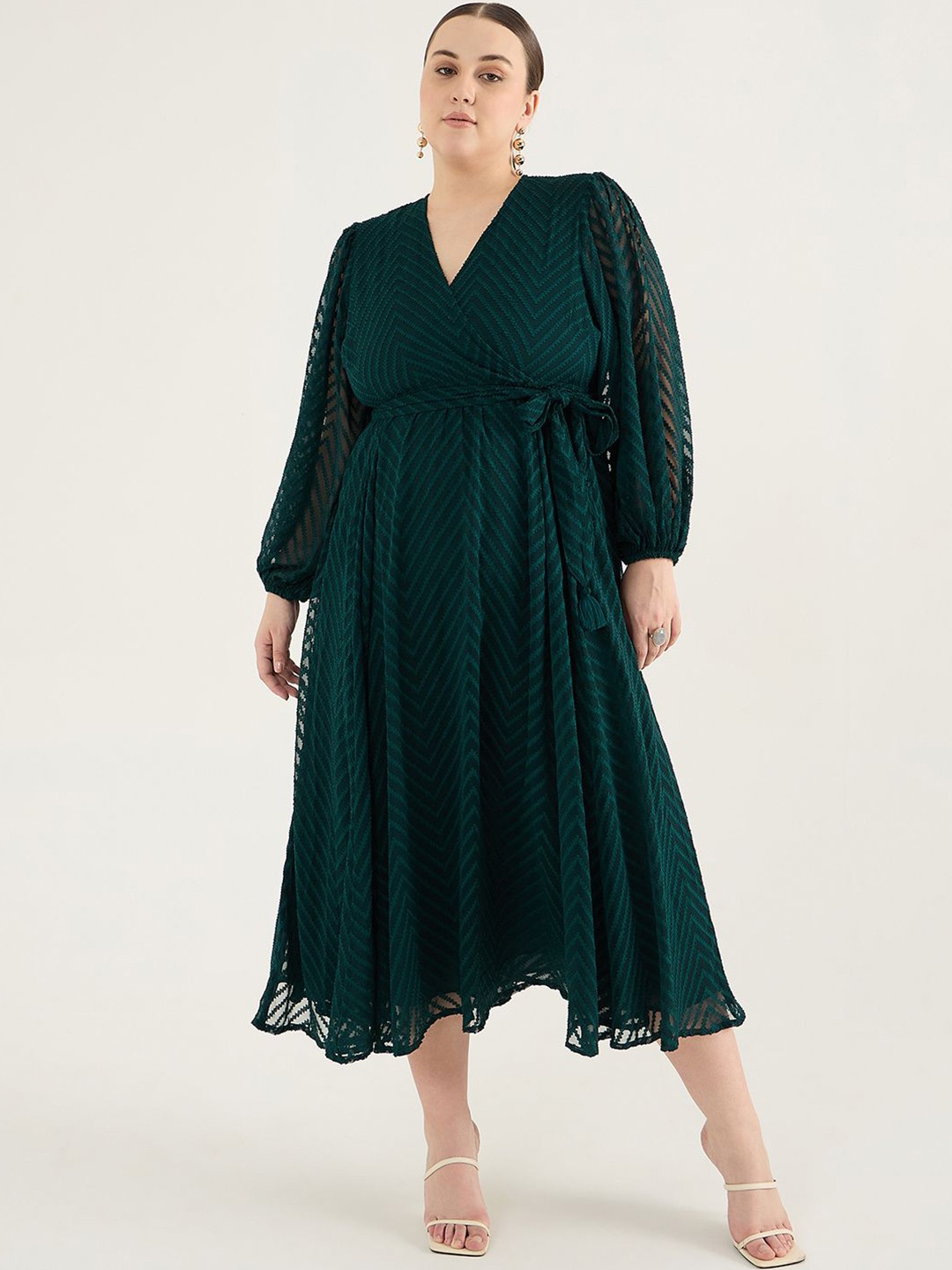 

FEMMELLA Women Wrap Maxi Dress, Green