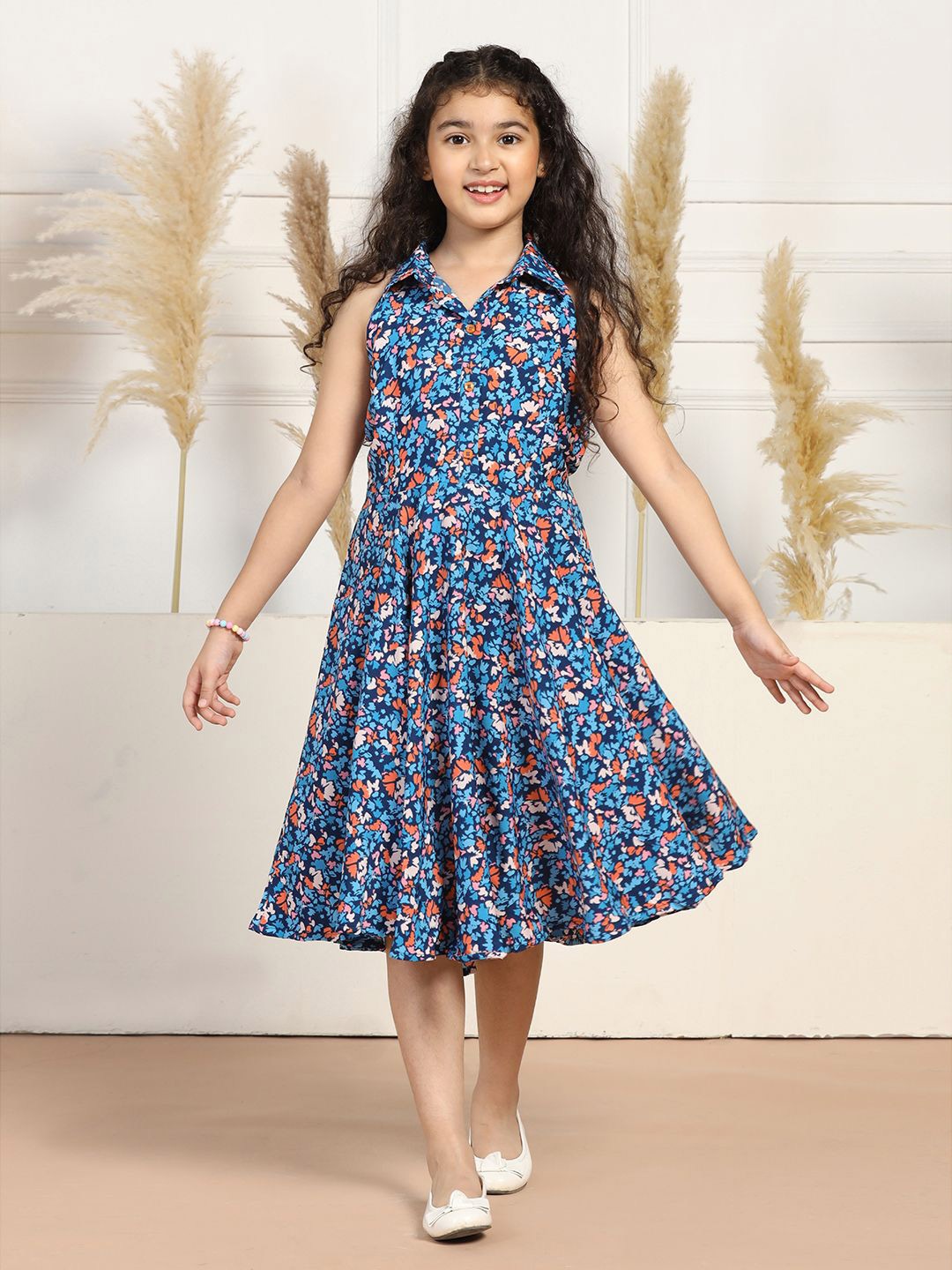 

FASHION DREAM Floral Print Fit & Flare Dress, Blue