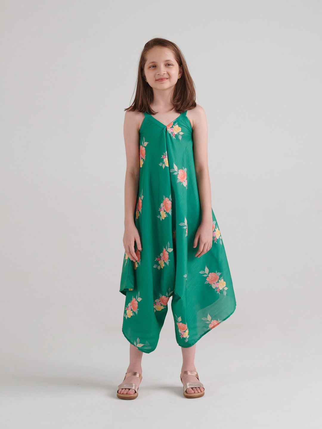 

Pasha Girls Printed Basic Jumpsuit, Green