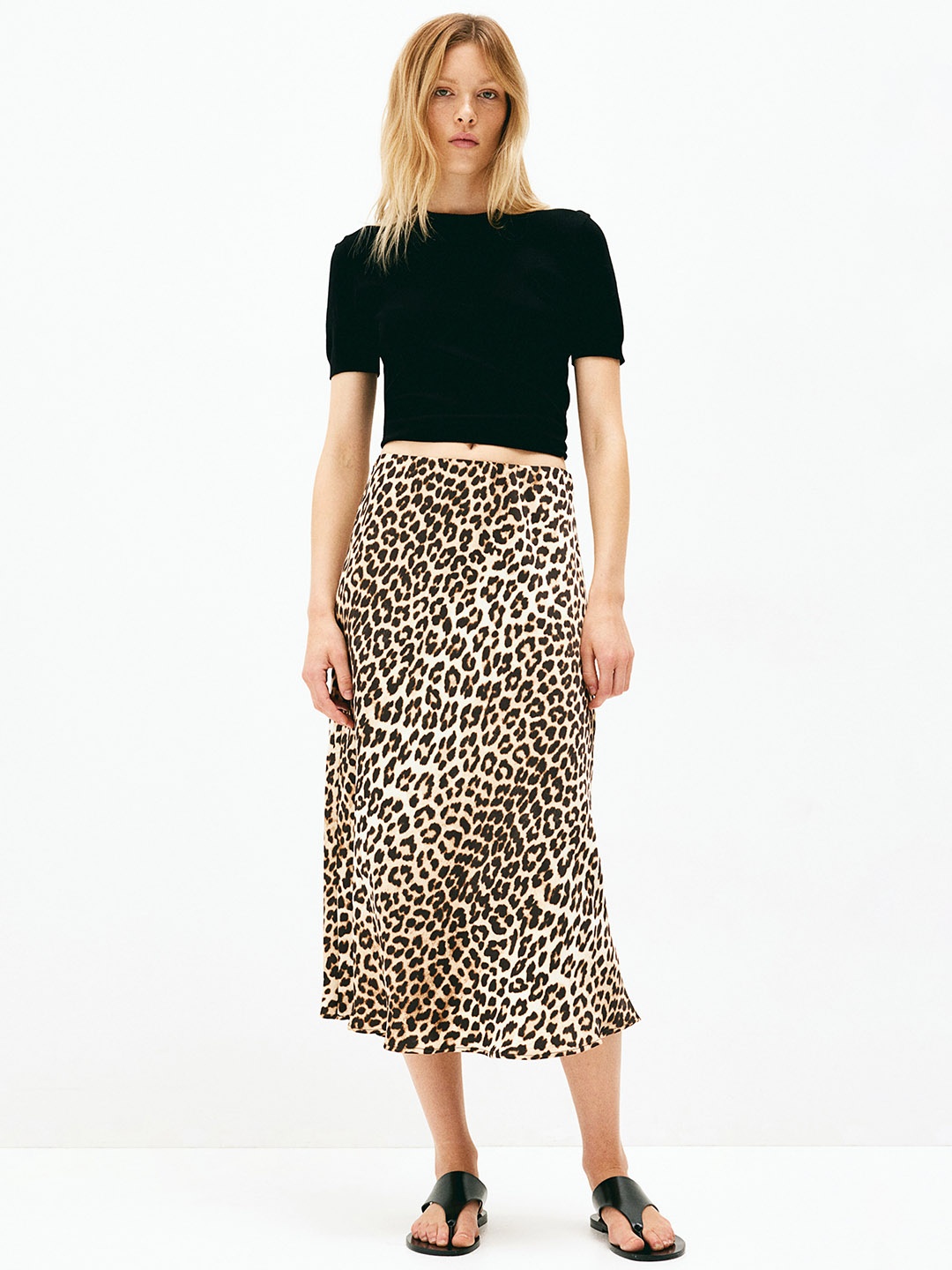 

H&M Printed Midi Skirts, Beige