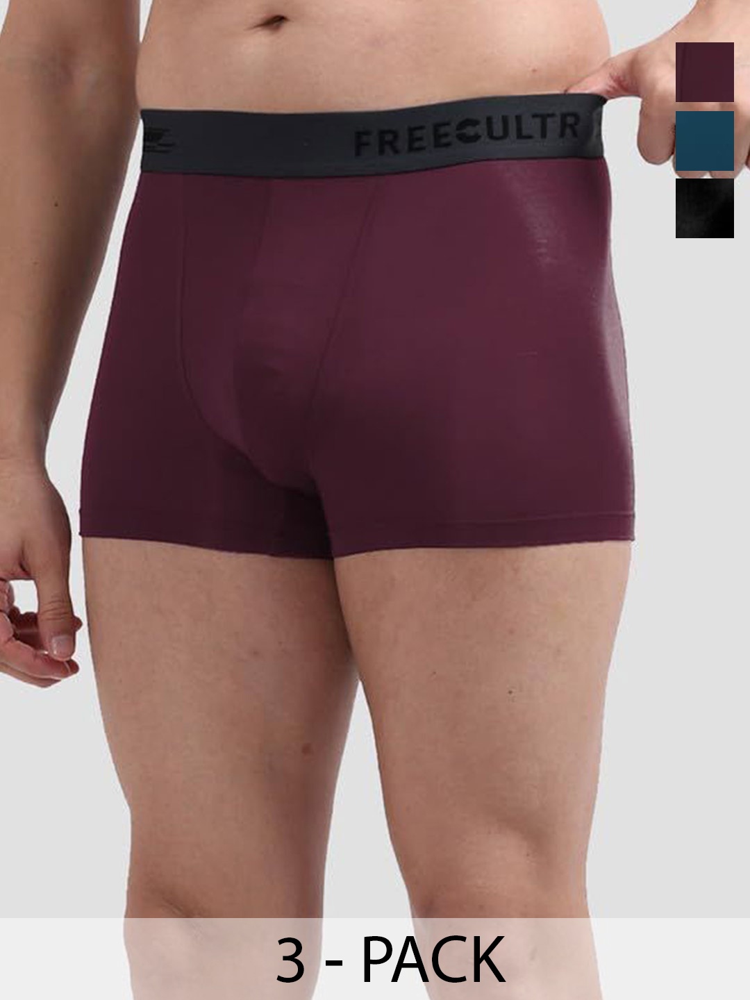 

FREECULTR Pack Of 3 Anti Bacterial Micromodal Trunks FC-XT-T-POB-SW-MB_S, Coffee brown