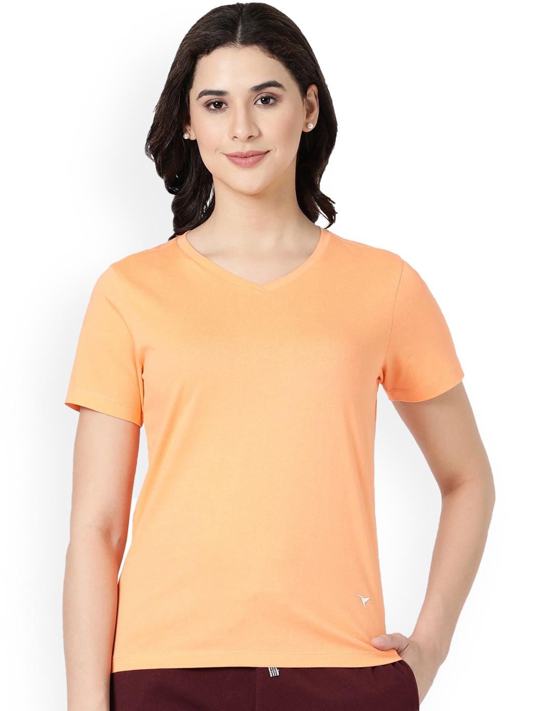 

BLOSSOM Women Short Sleeve Cotton Lounge T-Shirts, Orange