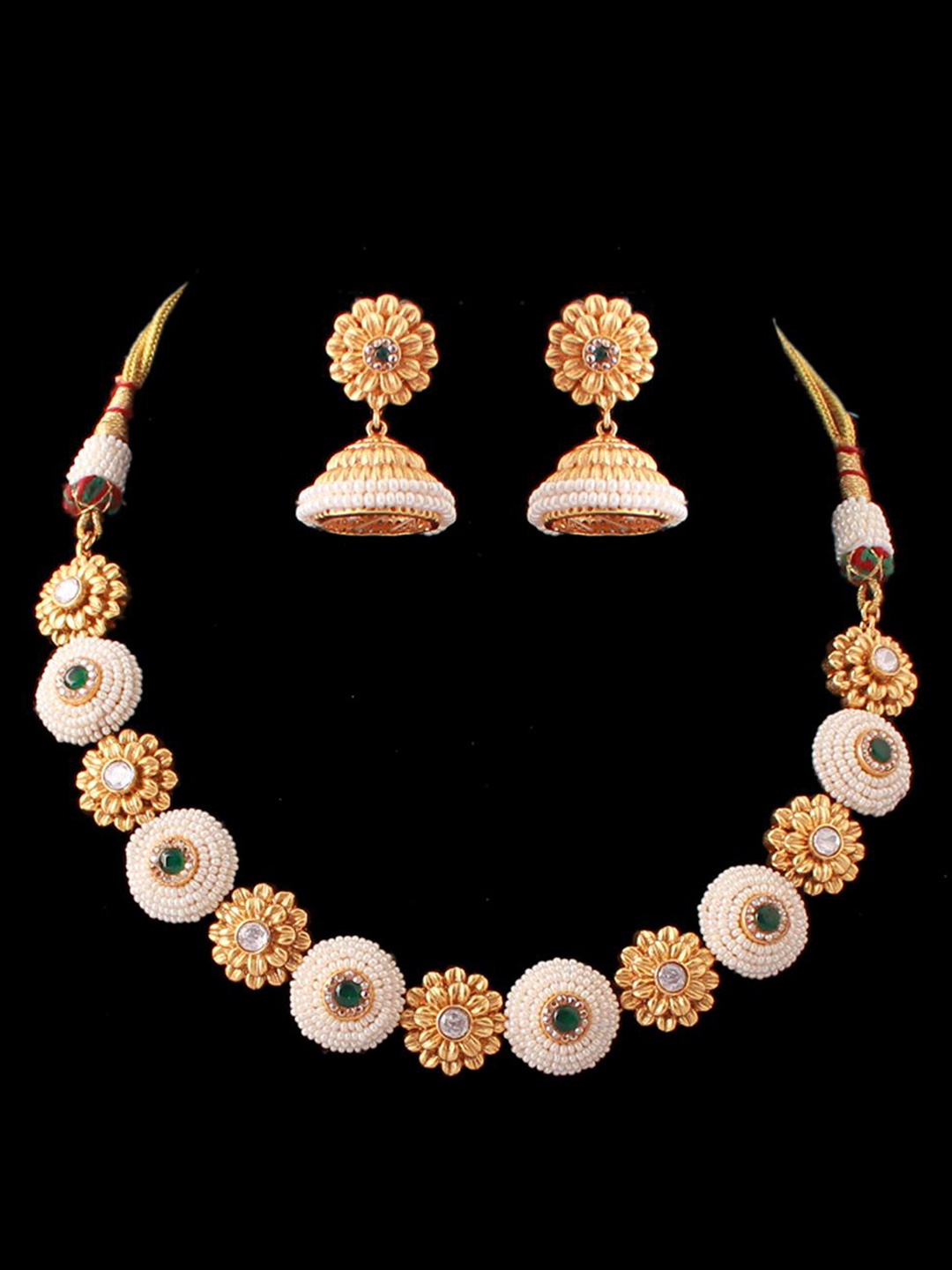 

Mirana Gold-Plated Stone-Studded & Beaded Jewellery Set