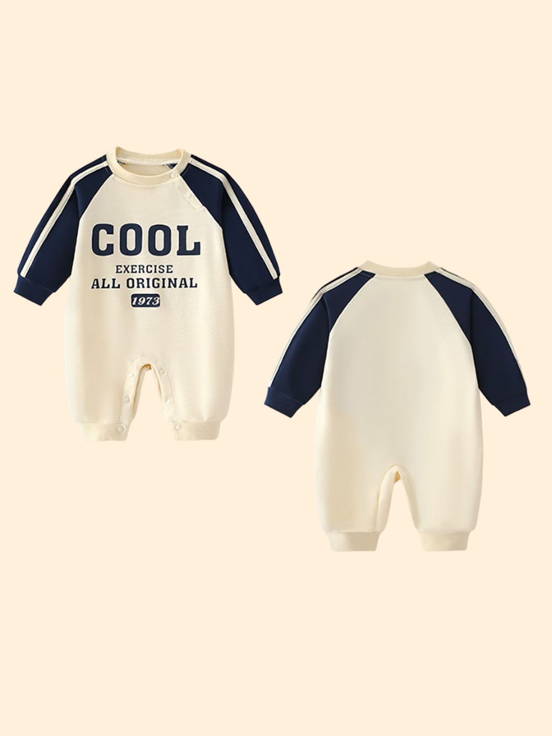 

StyleCast x Revolte Infants Boys Printed Cotton Rompers, Beige