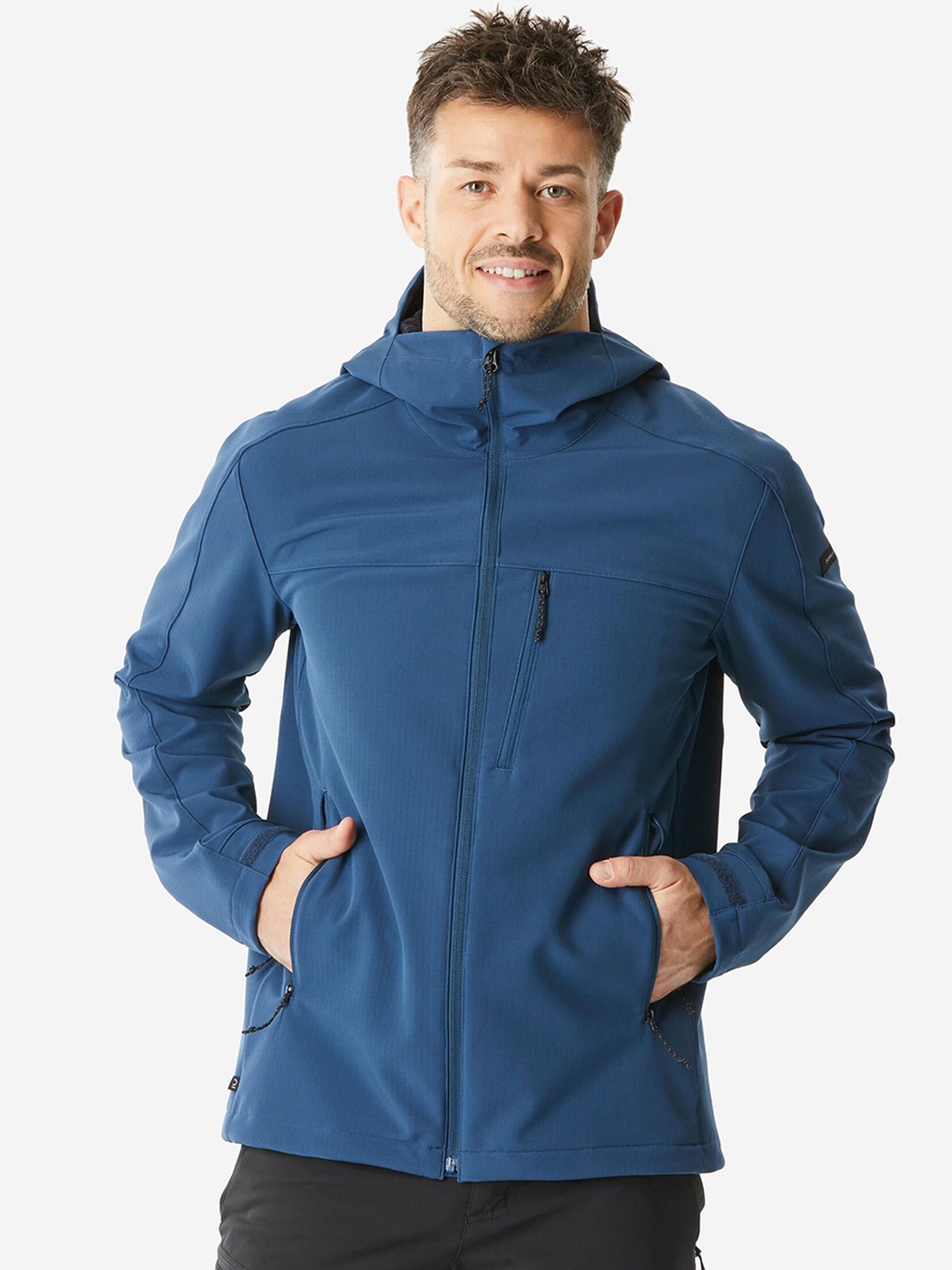 

FORCLAZ By Decathlon Men Hooded Solid Sports Sporty Jacket, Blue