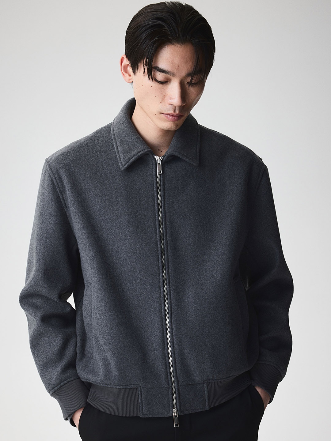 

H&M Wool-Blend Jacket, Grey