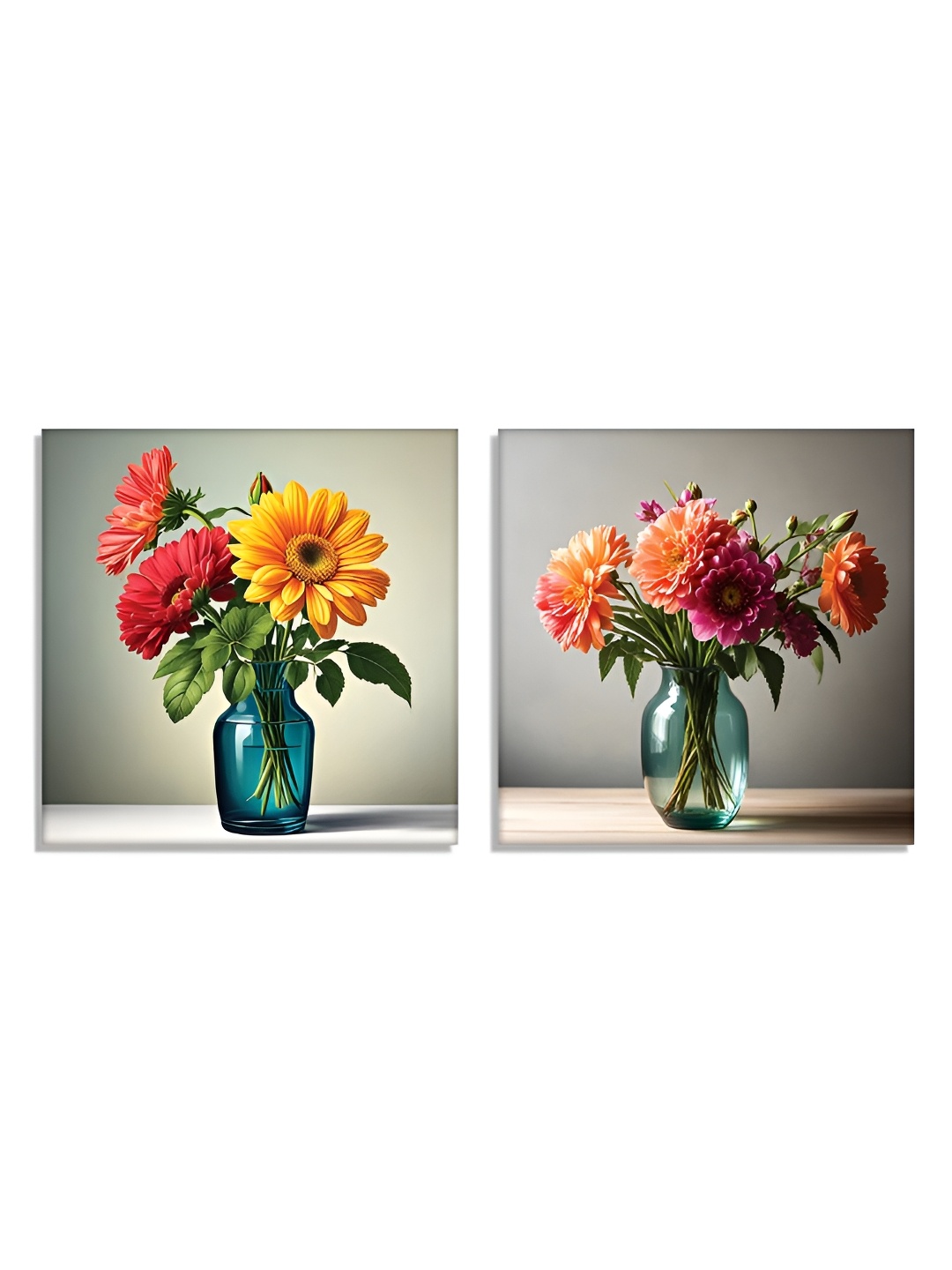 

RANDOM White & Green 2 Pieces Floral Paintings Canvas Wall Art