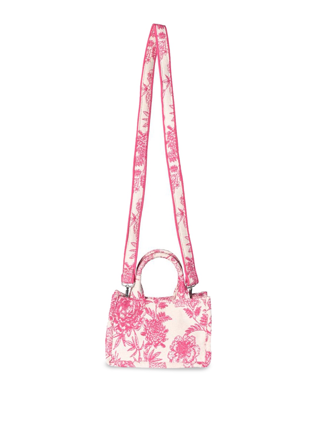 

INDIVIDUAL DESIGN tropical Pattern Jacquard Weave Cotton Blend Structured Handbag, Pink