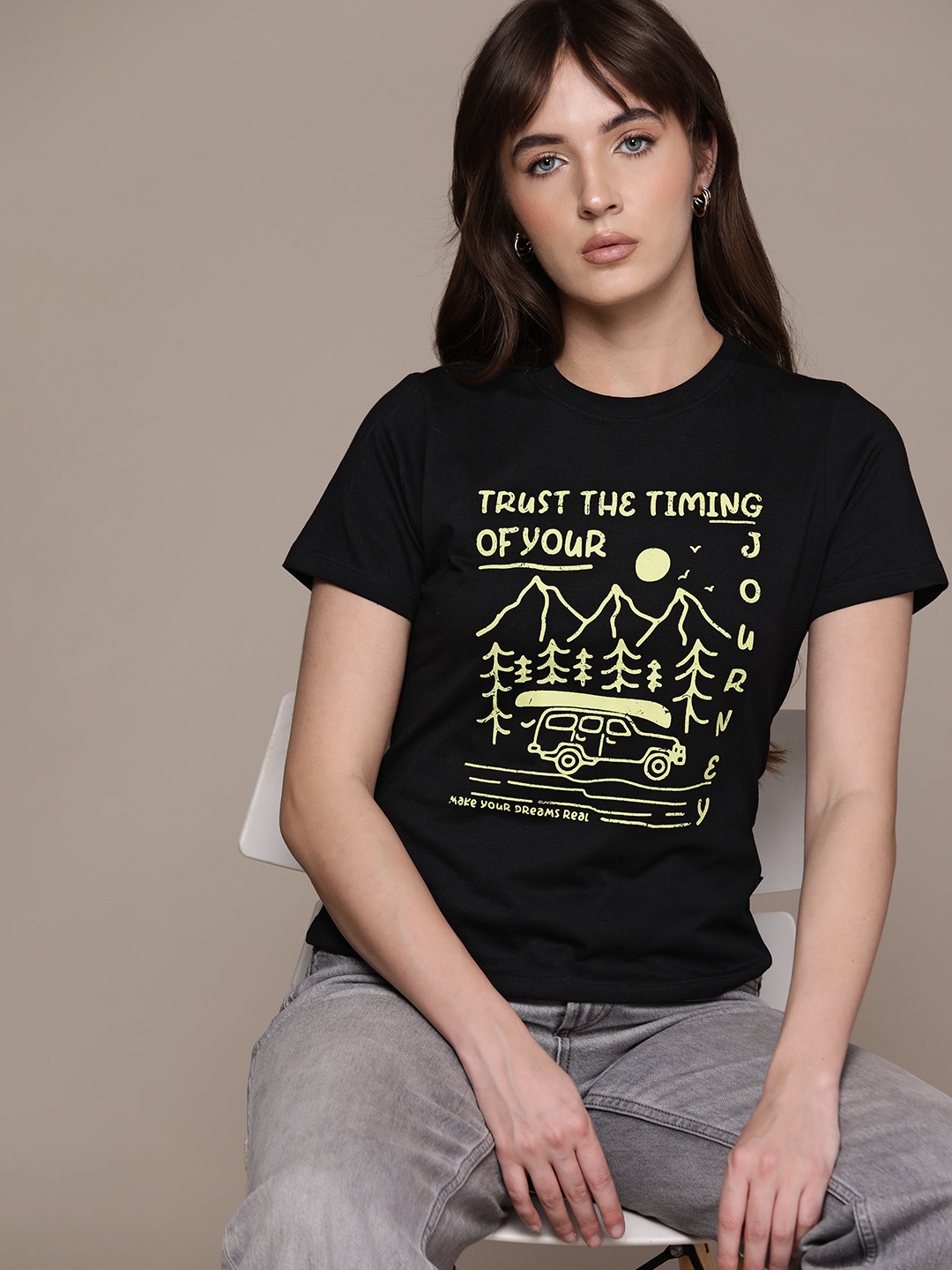 

The Roadster Lifestyle Co. Typography Printed T-shirt, Black