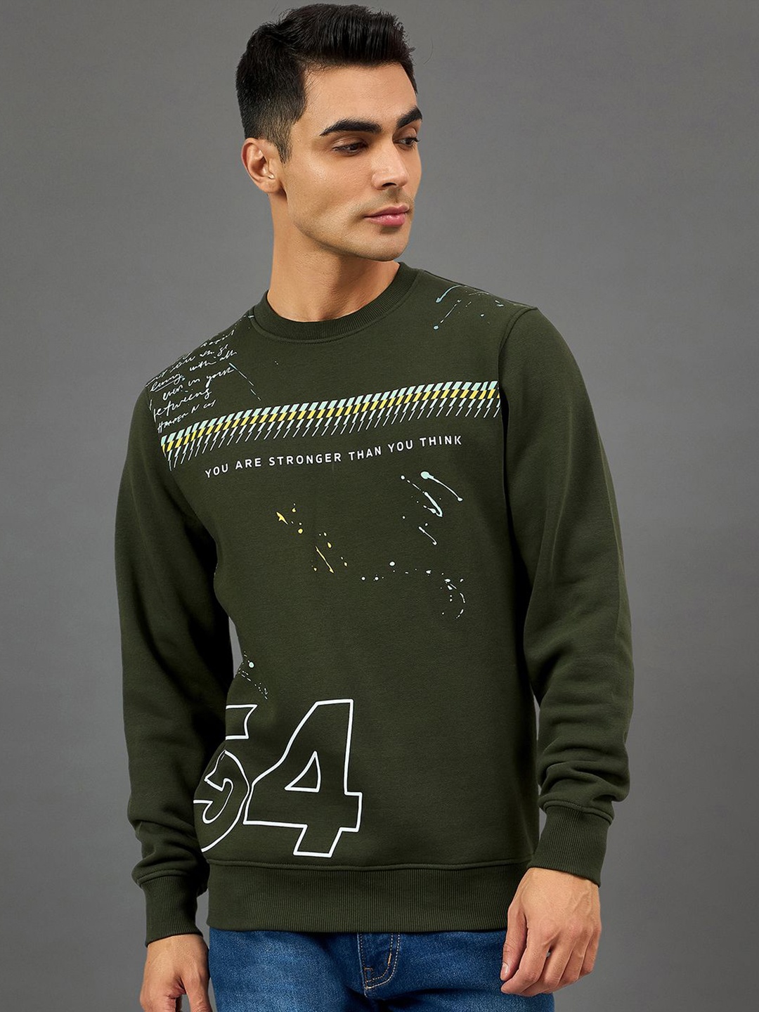 

Club York Men Printed Sweatshirt, Olive