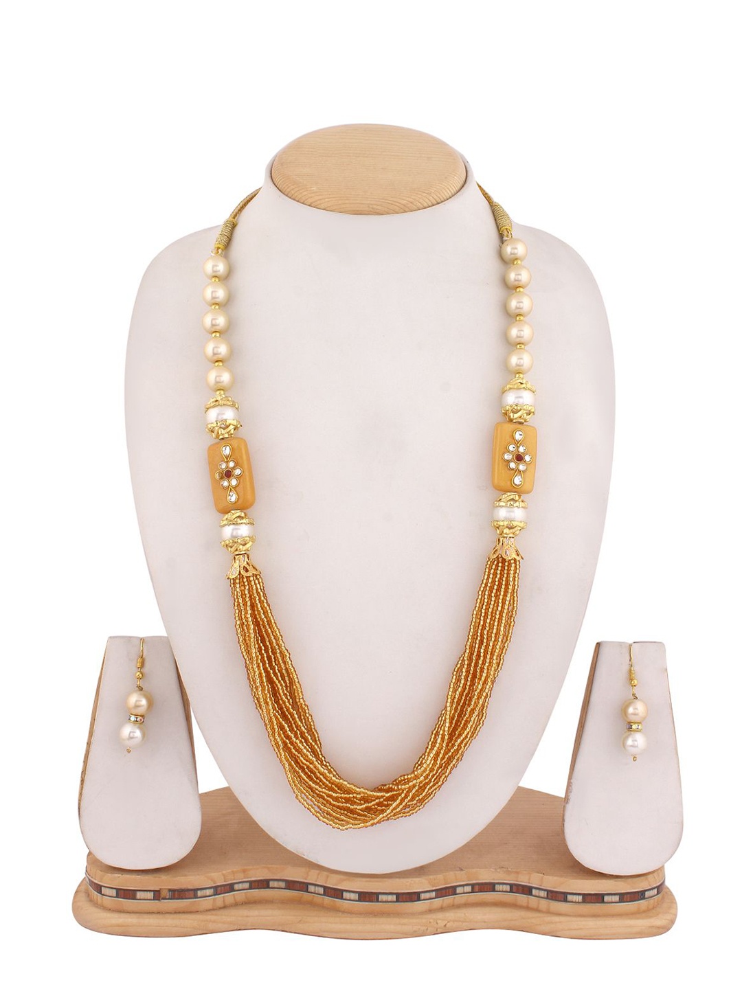 

ahoora Gold Plated Stones Studded & Beaded Jewellery Set