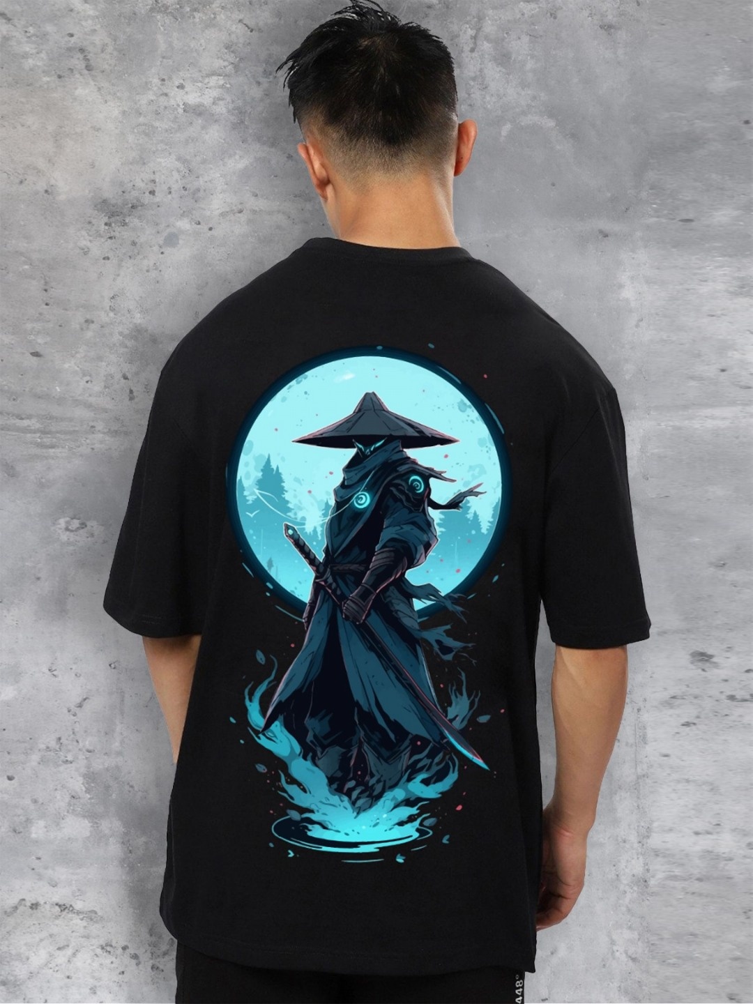 

fanideaz Men Graphic Printed Round Neck Cotton Oversized T-shirt, Black