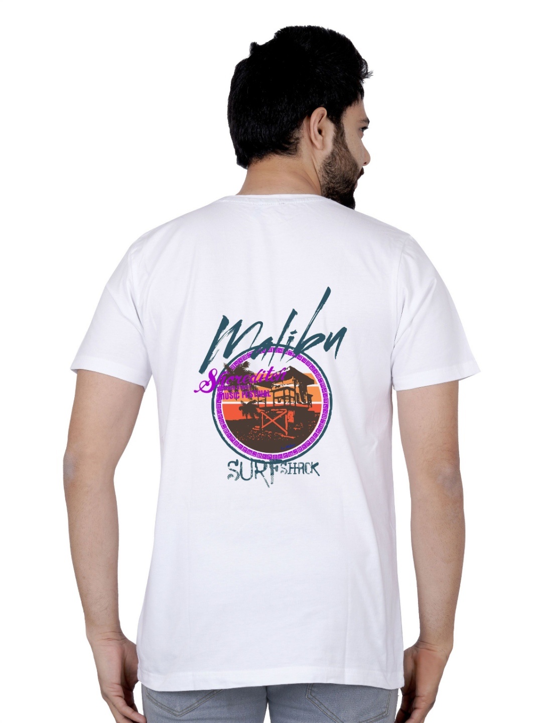 

LA MILANO Men Graphic Printed Round Neck Pure Cotton Slim Fit T-shirt, White