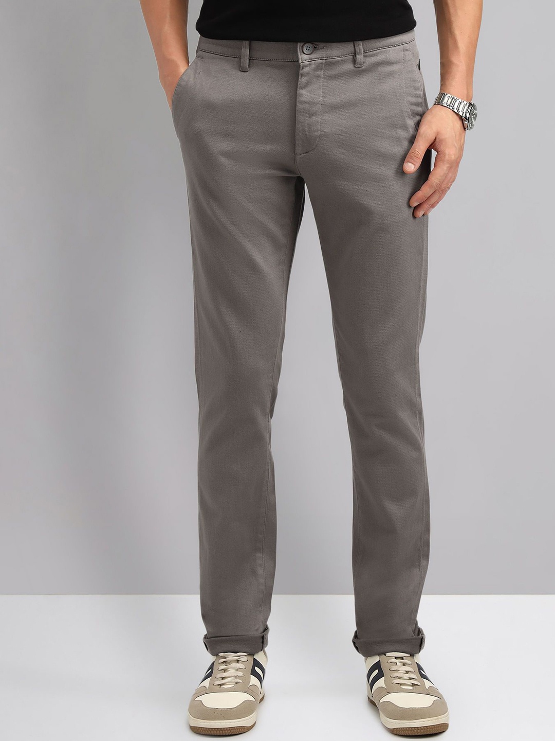 

AD By Arvind Men Slim Fit Cotton Chinos, Grey