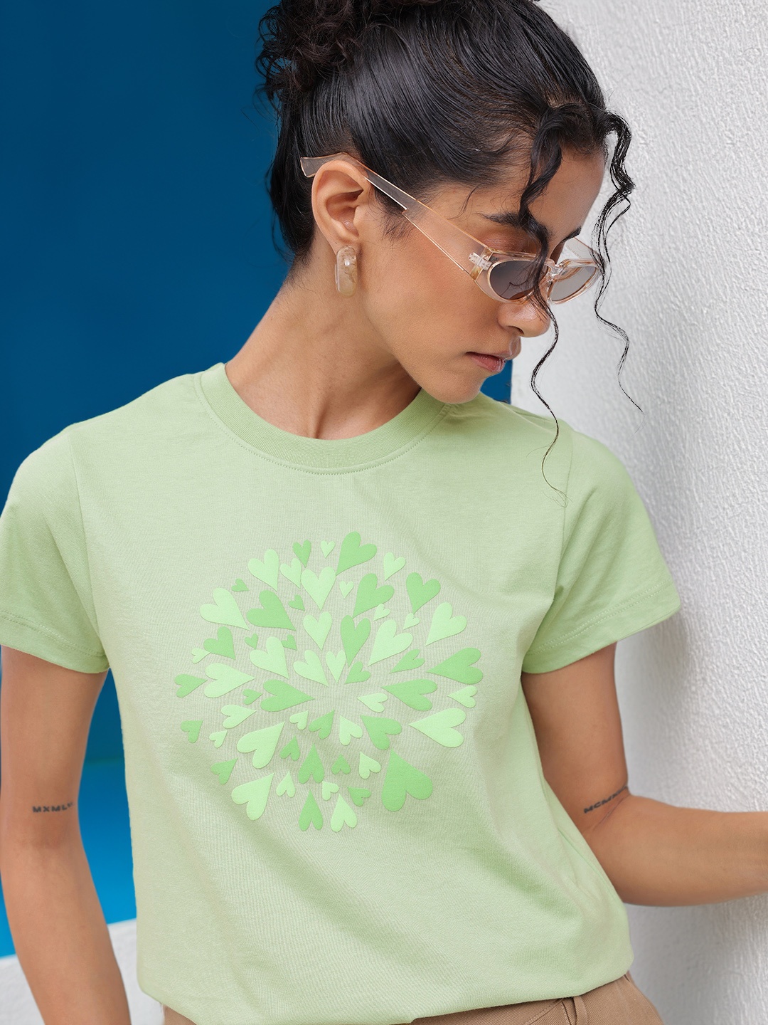

DressBerry Spread Love Printed T-shirt, Green