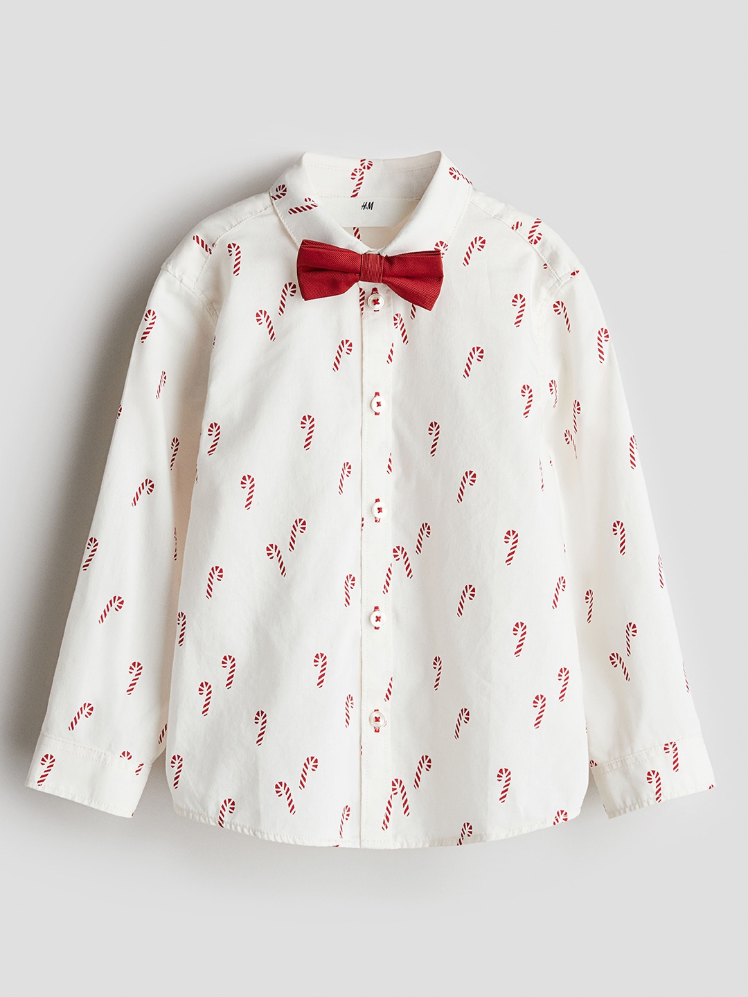 

H&M Boys Printed Shirts & Tie, White