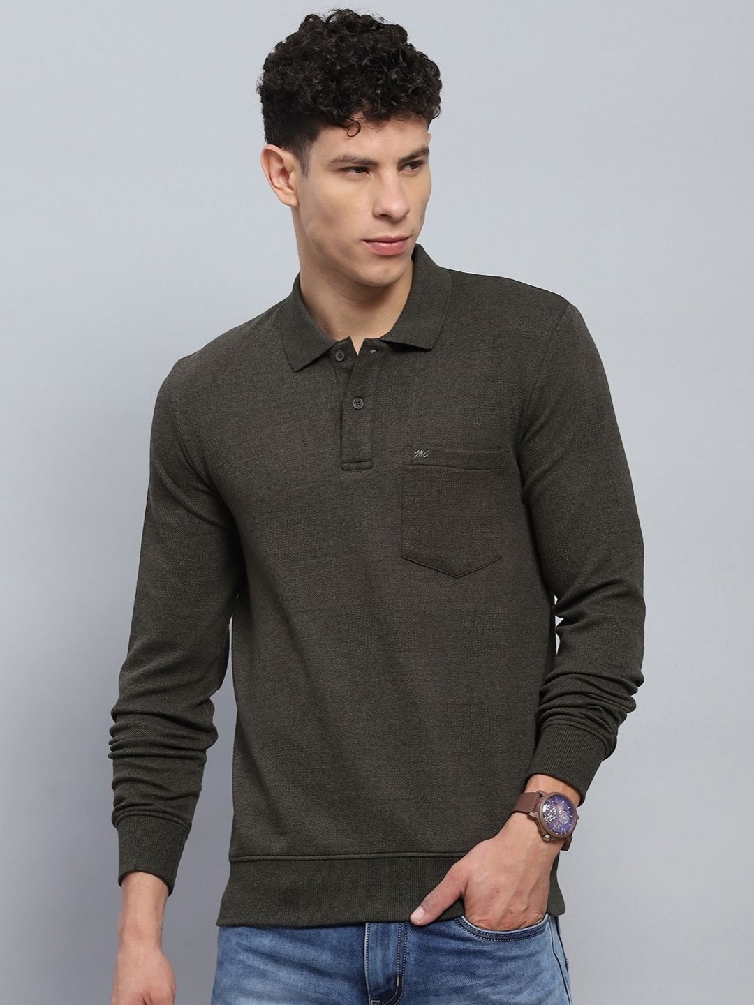 

Monte Carlo Men Polo Collar Pockets T-shirt, Olive
