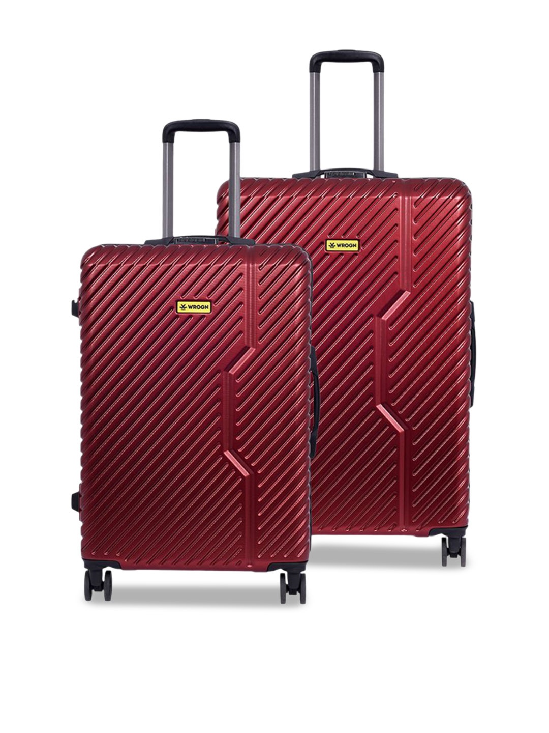 

WROGN Adults Set Of 2 Striped Hard-Sided Trolley Bags, Red