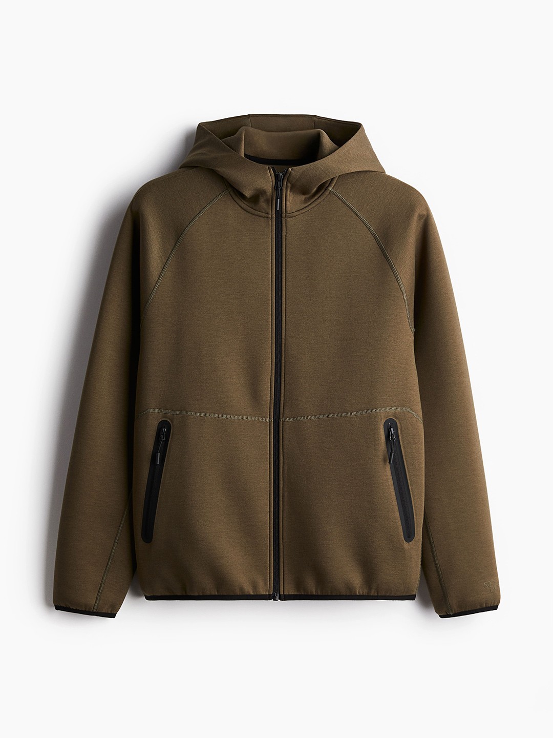 

H&M Men Sports Zip-Through Hoodie In Dry Move, Green