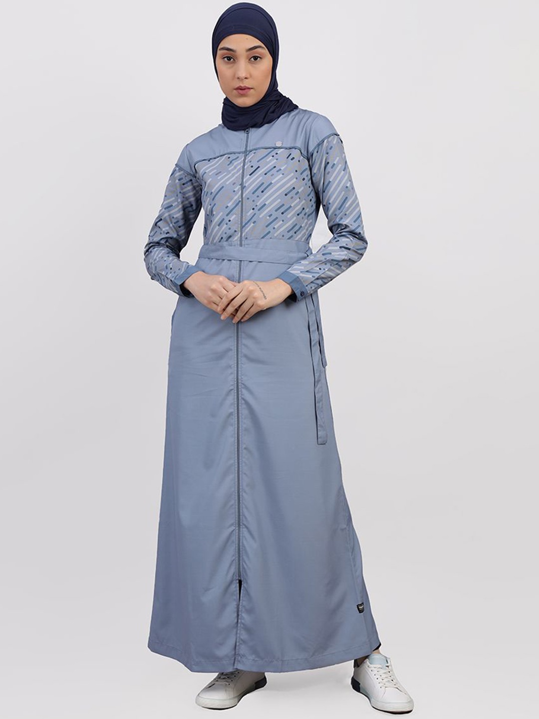 

IDH London Printed Front Open Jilbab, Blue