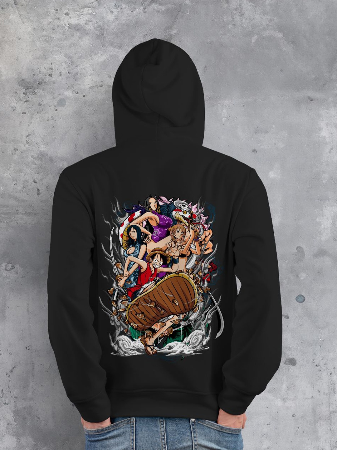 

fanideaz Men Printed Hooded Sweatshirt, Black