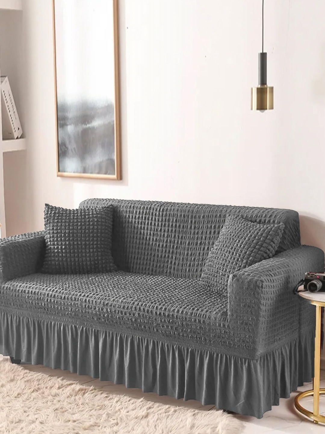 

Lukzer Grey 1-Seater Sofa Cover With Arms