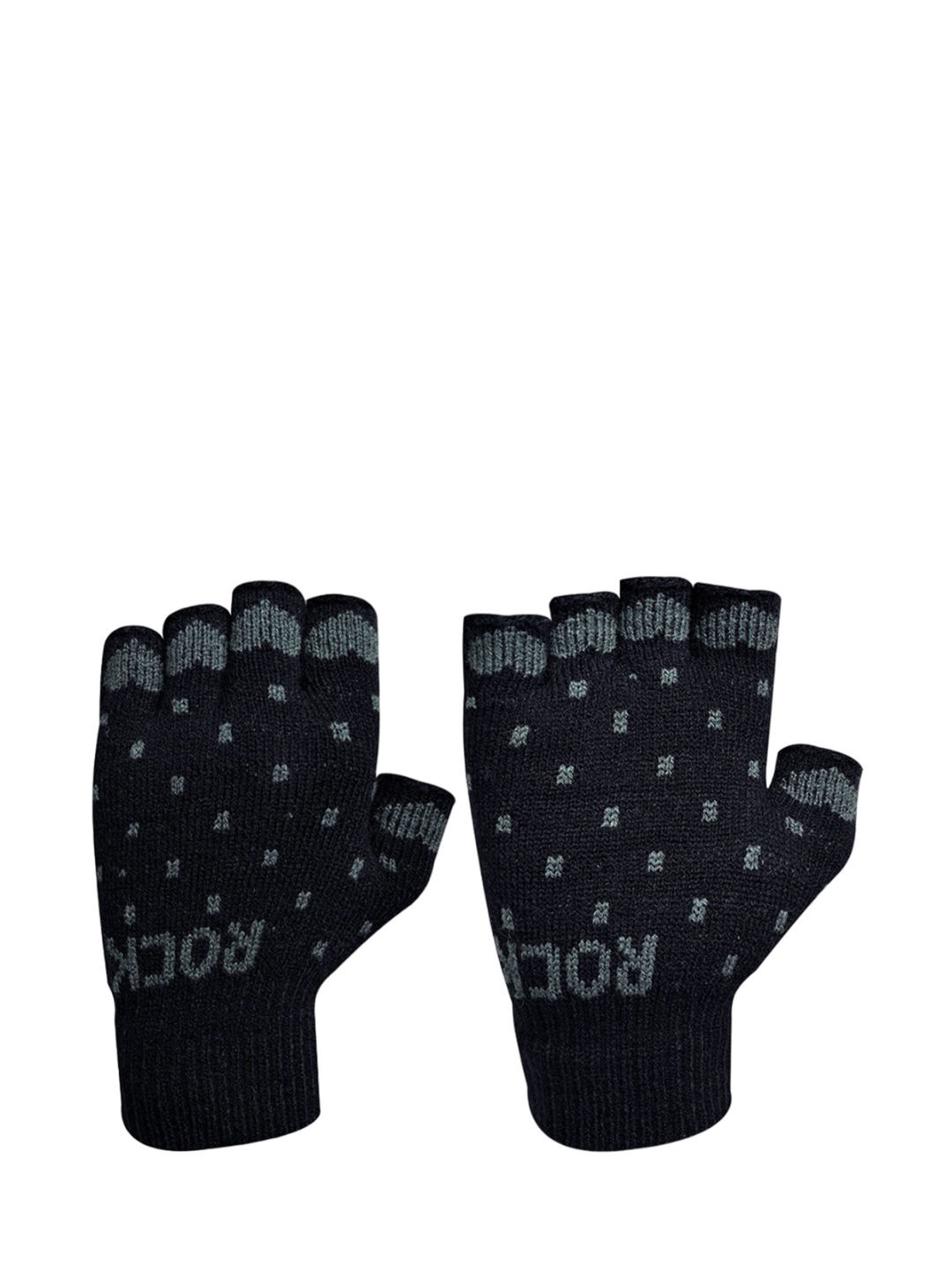 

LOOM LEGACY Women Patterned Acrylic Fingerless Gloves, Black