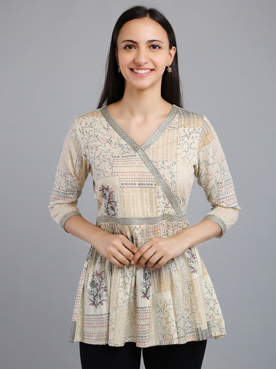 

VAPPSYAM Printed Tunic, Grey