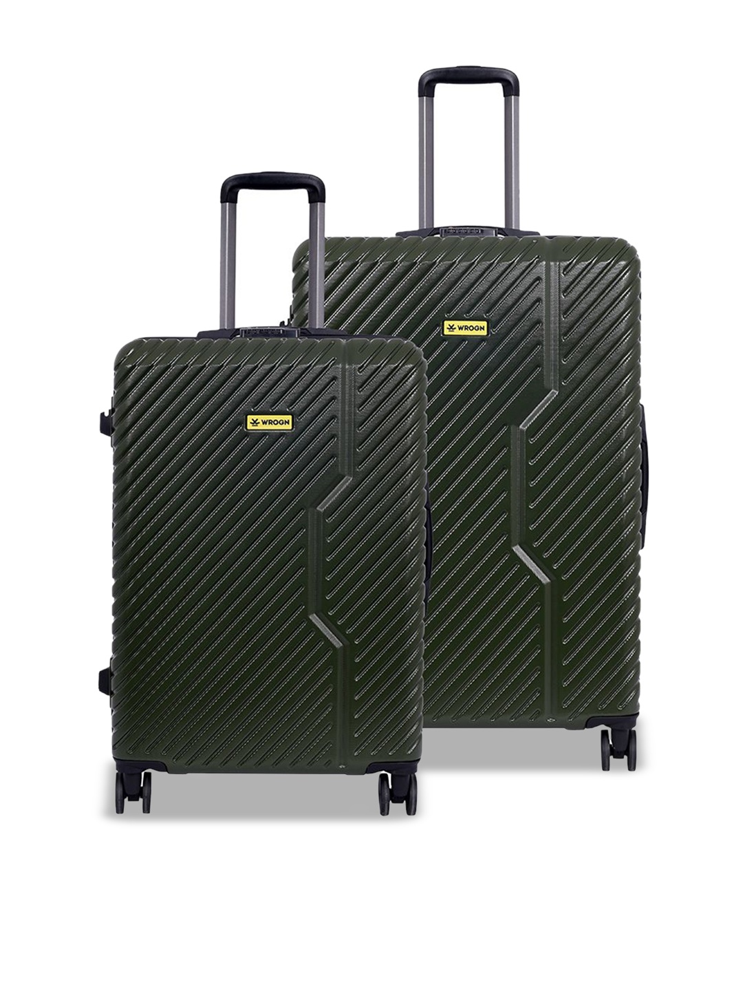 

WROGN Adults Set Of 2 Hard-Sided Trolley Bag, Green