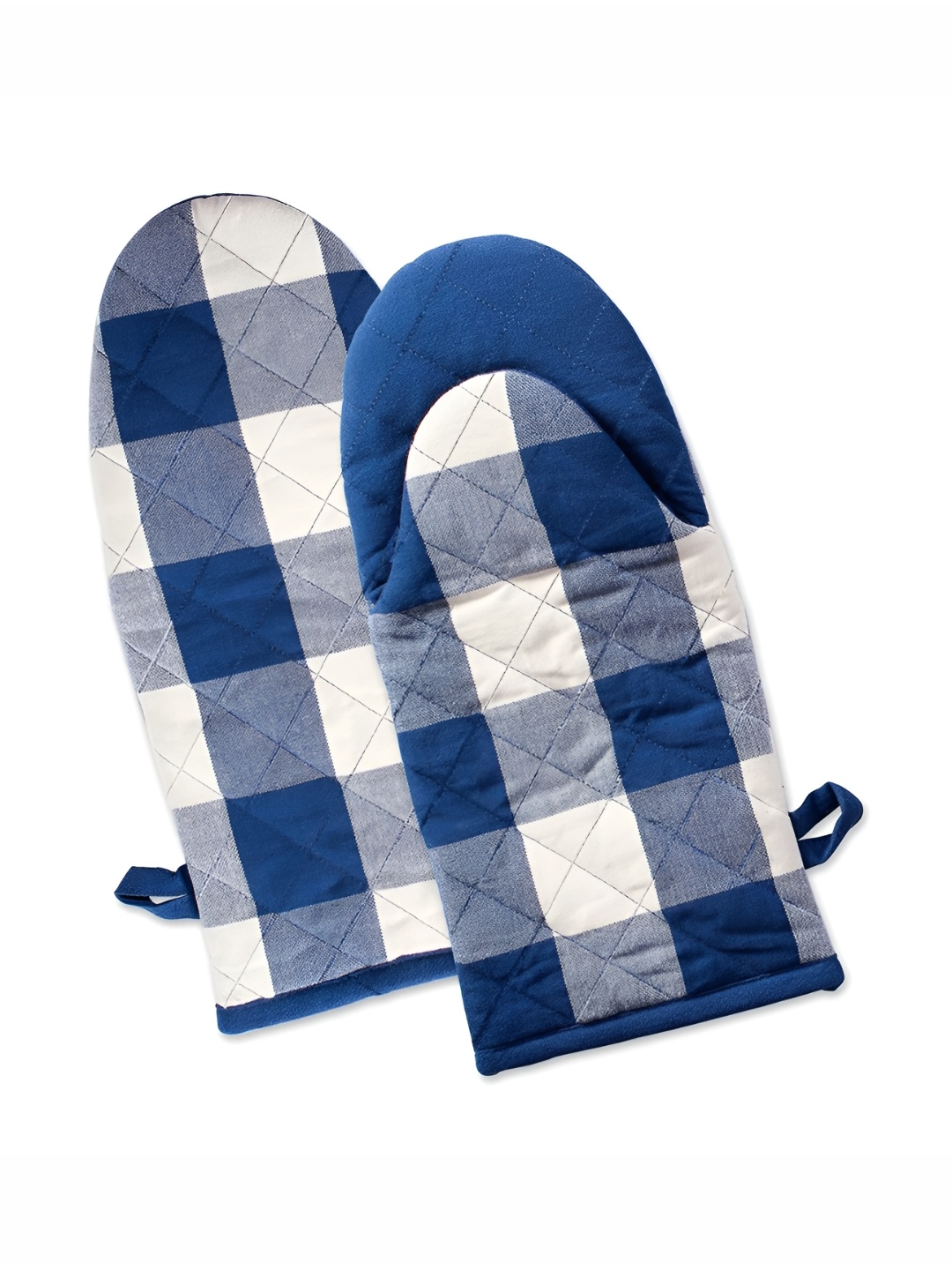 

Lushomes Blue & White 2 Pieces Checked Pure Cotton Oven Gloves