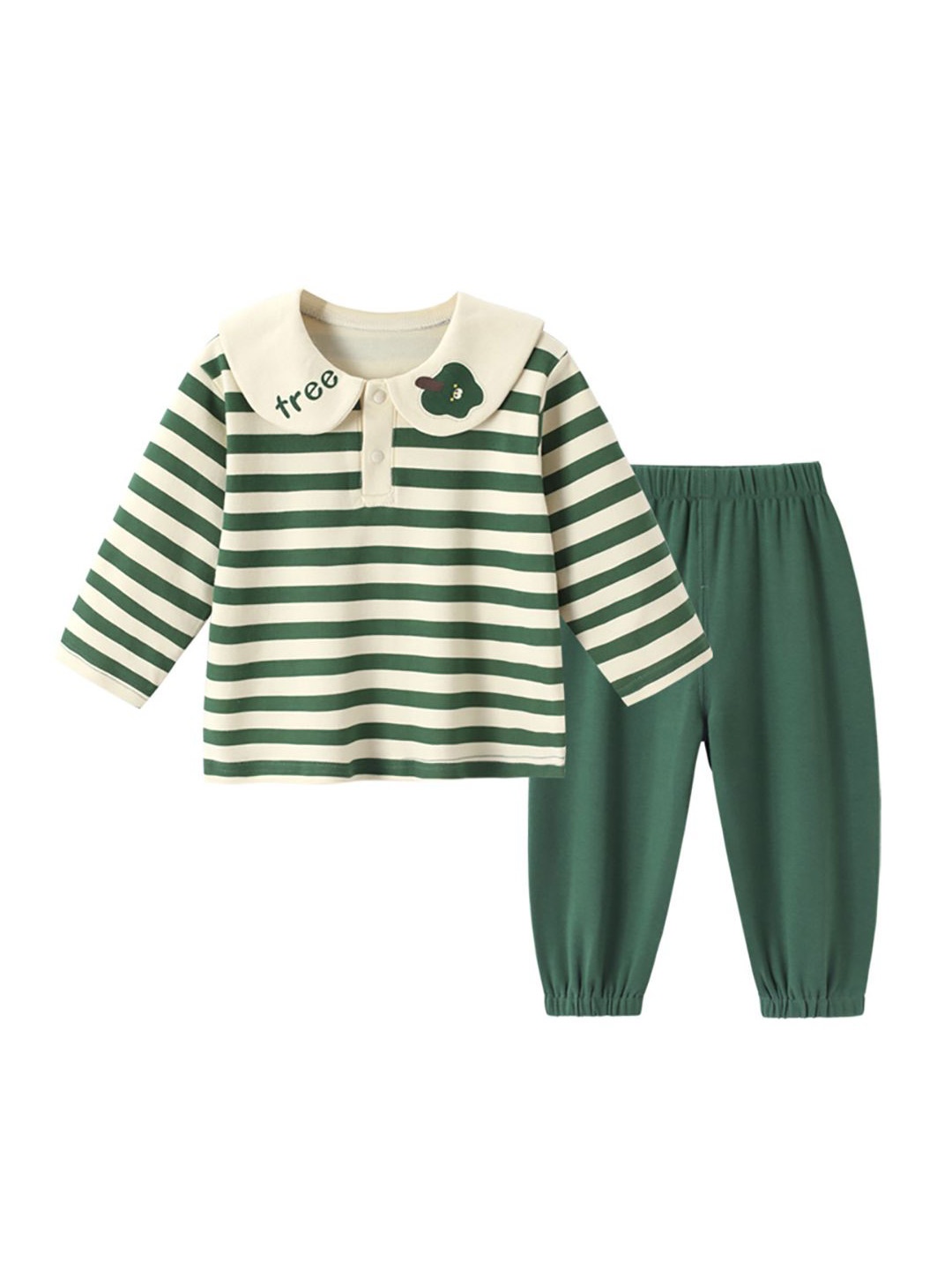 

StyleCast x Revolte Girls Striped Peter Pan Collar T-Shirt With Trouser, Green