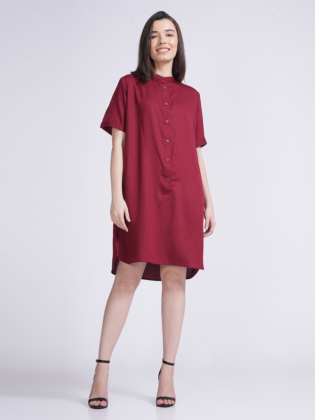 

Saltpetre Formal Shirt Dress, Maroon