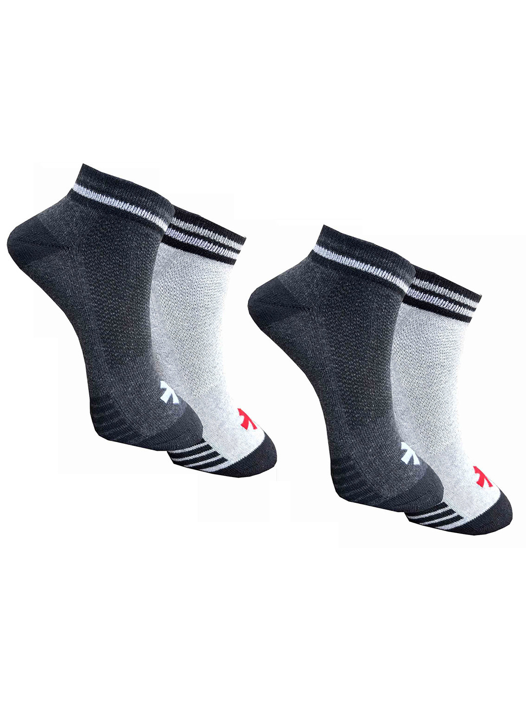 

HRX by Hrithik Roshan Pack Of 4 Striped Ankle-Length Socks, Grey