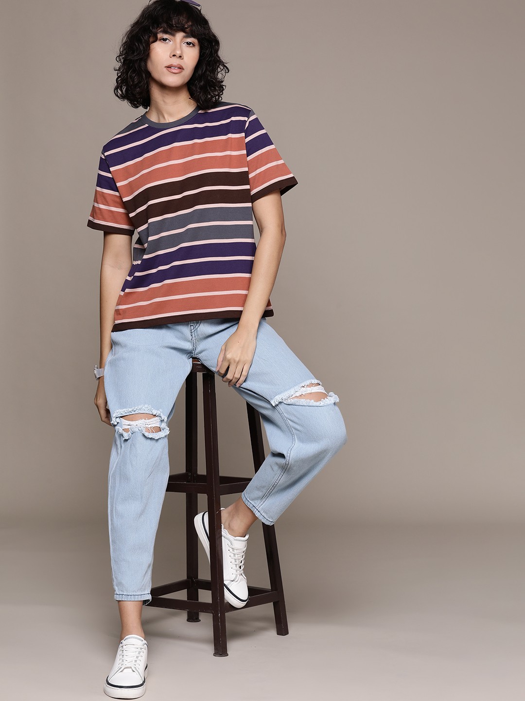 

Roadster The Life Co. Striped Boxy T-shirt, Multi