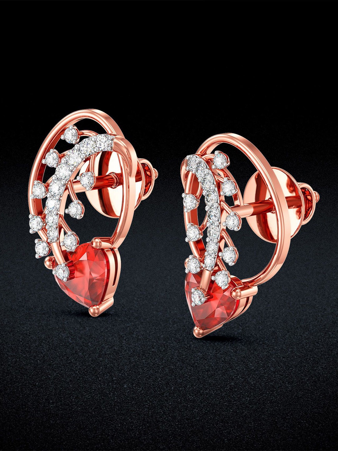 

Joyalukkas Women 18KT Gold Earrings Diamond, Rose gold