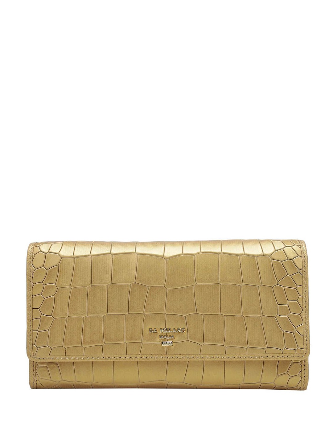 

Da Milano Women Textured Leather Envelope, Gold