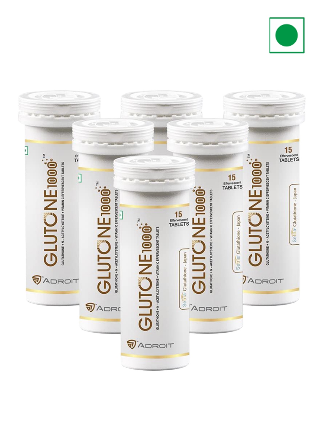 

GLUTONE Set Of 6 Glutone 1000 Setria L-Glutathione Effervescent Tablets - 15 Tablets Each, White