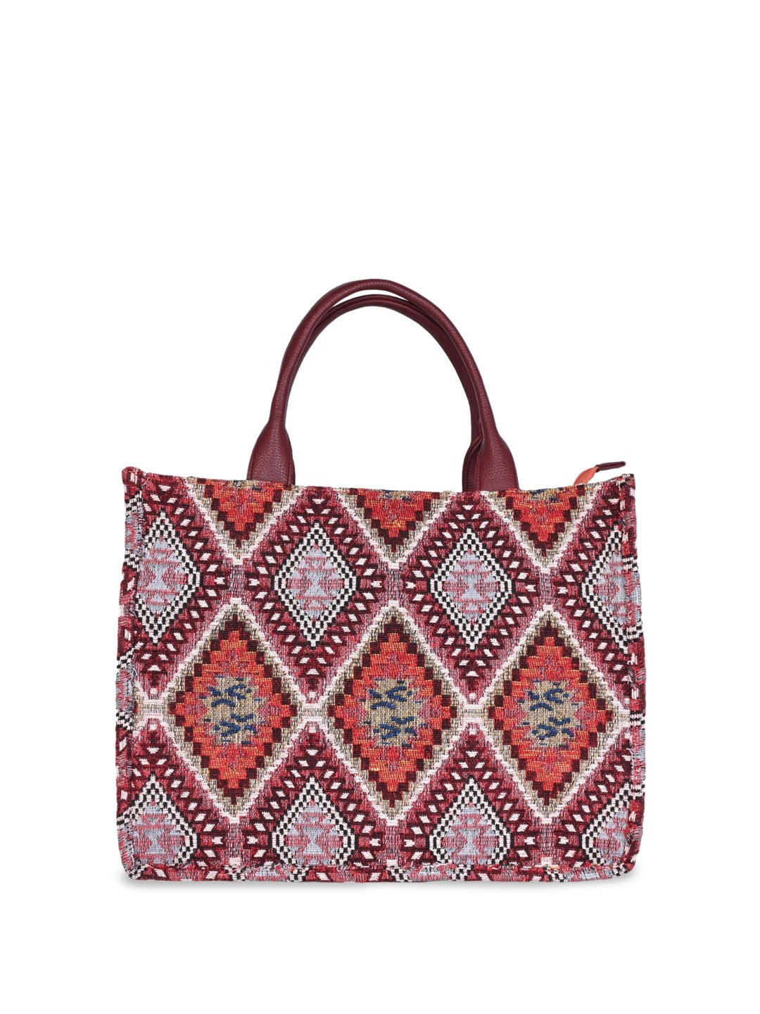 

INDIVIDUAL DESIGN Women Ethnic Motifs Printed Structured Cotton Handheld Bag, Brown