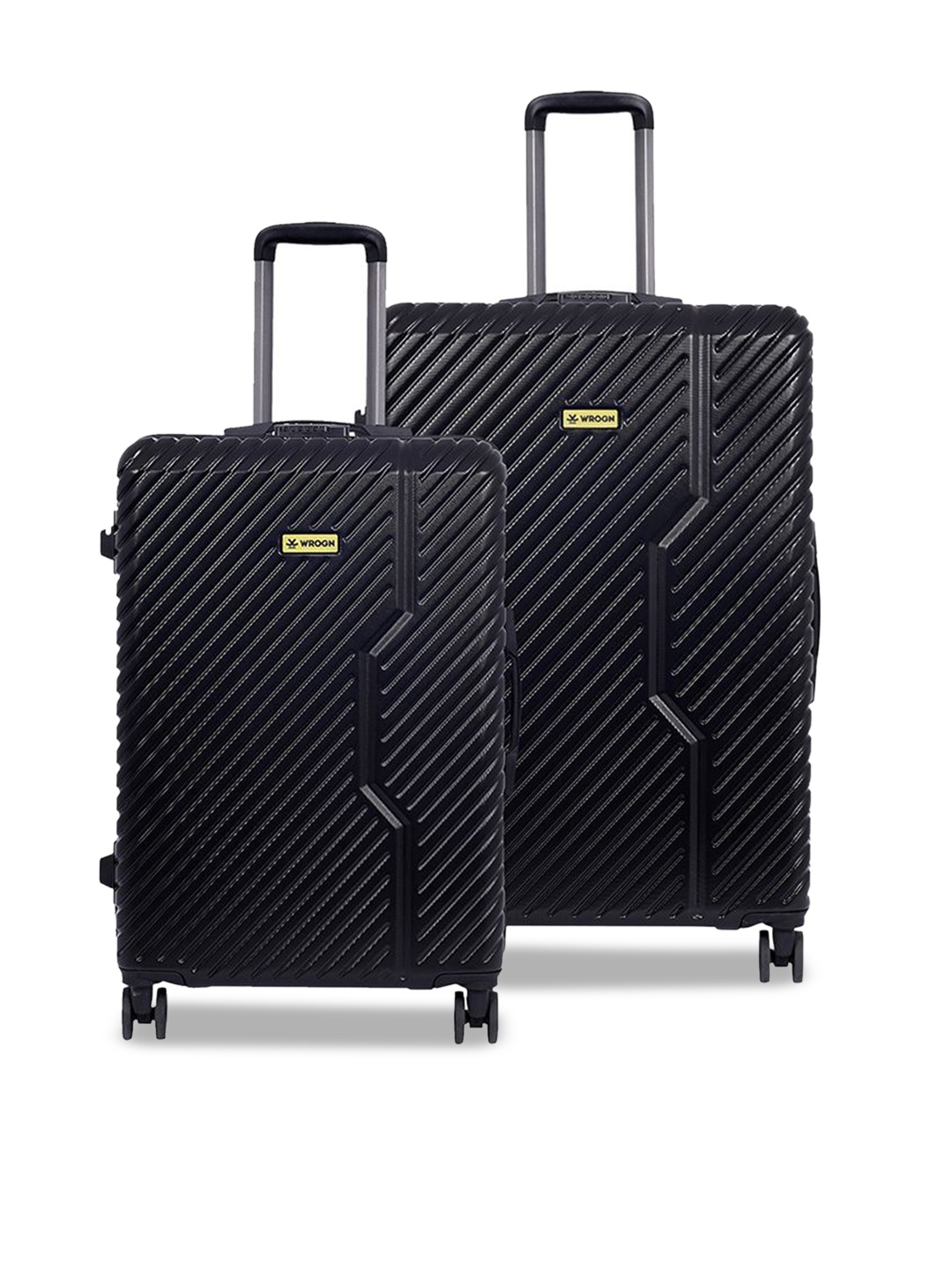 

WROGN 2 Pcs Textured Hard-Sided Large & Medium Black Unisex Trolley Bag