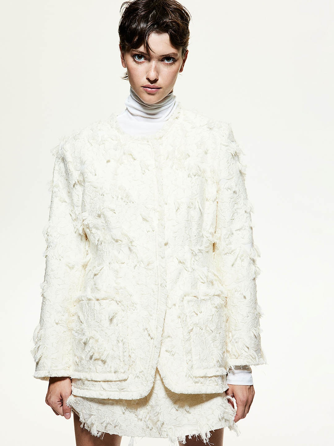 

H&M Fringed Jacket, Cream