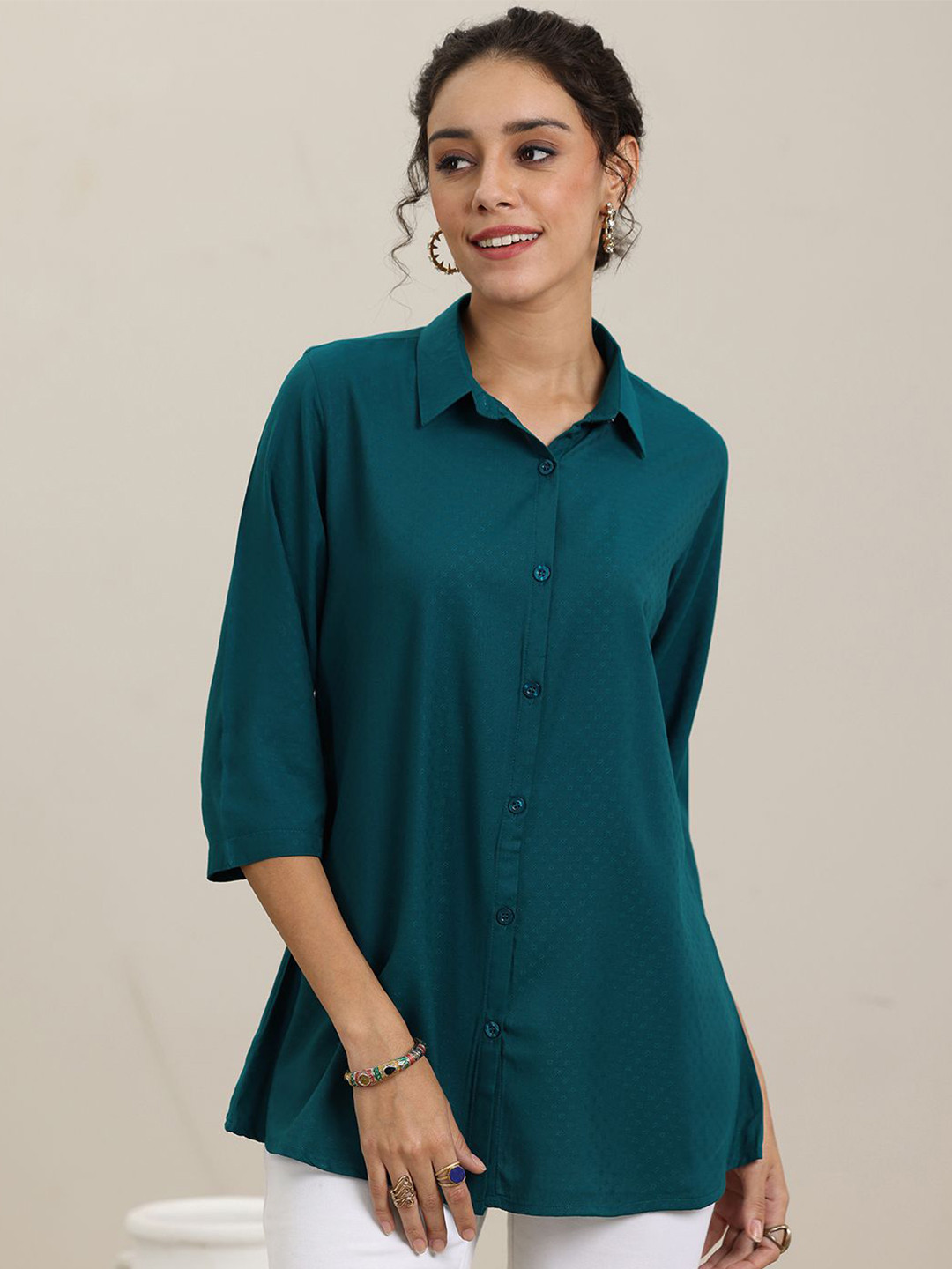 

Libas Shirt Collar Tunic, Teal