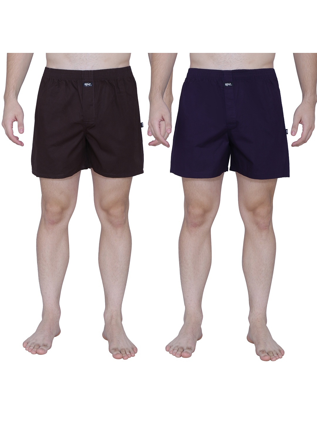 

RENZ Men Pack Of 2 Cotton Boxers, Brown