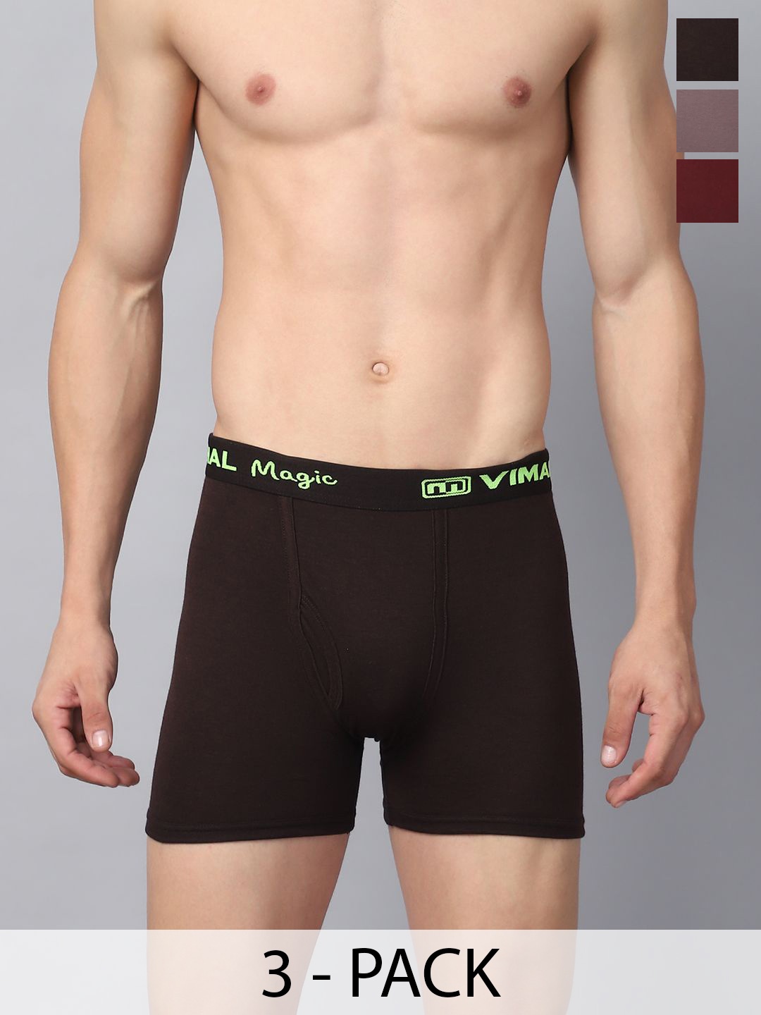 

VIMAL JONNEY Men Pack Of 3 Assorted Trunks MAGIC__RED__D__03
