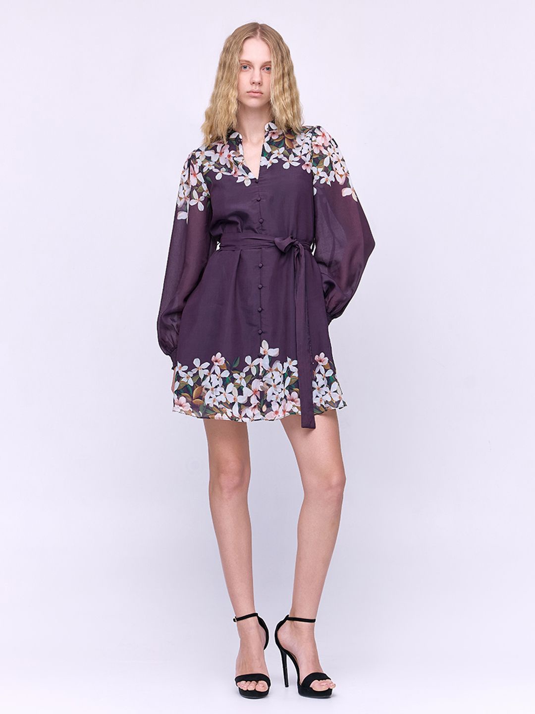 

COVER STORY Floral Print Fit & Flare Mini Dress, Purple