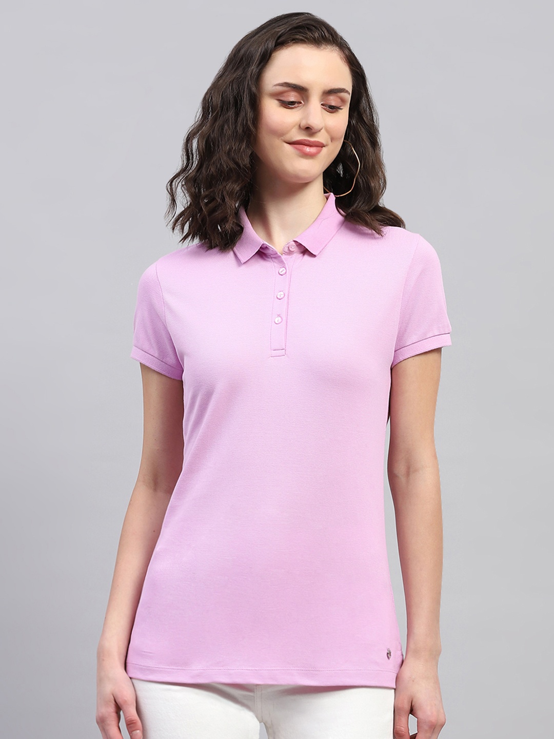 

Monte Carlo Women Polo Collar Pure Cotton T-shirt, Lavender