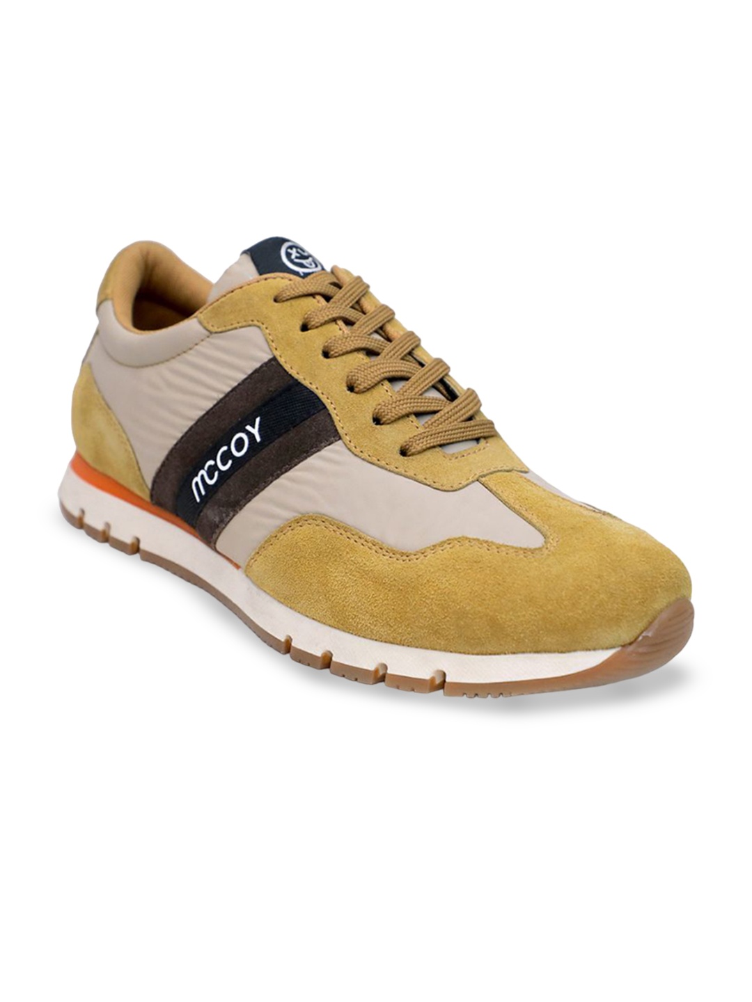 

mccoy Men M-550 Antibacterial Colourblocked Leather Sneakers, Mustard
